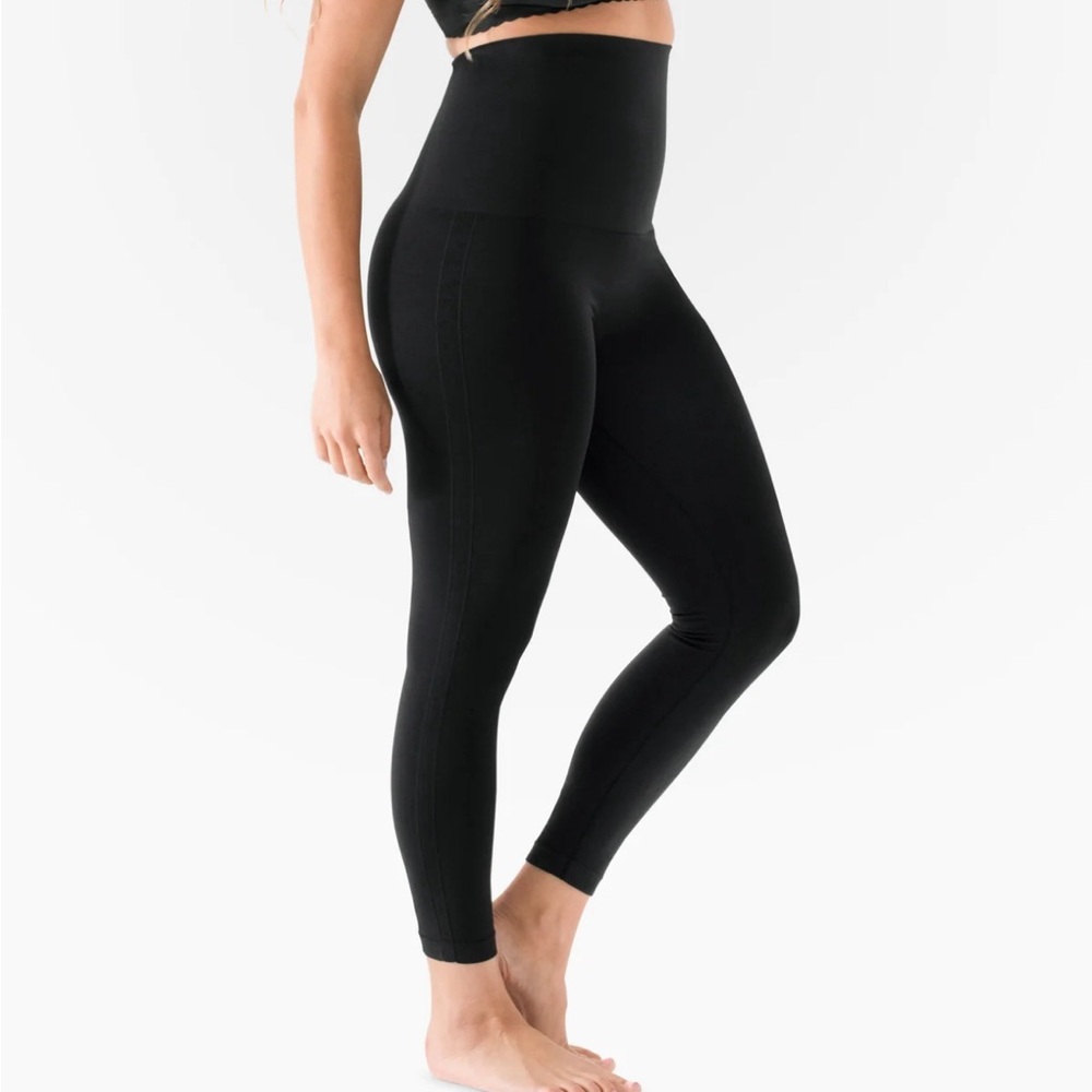 Lot of 2 Mother Tucker Postpartum Compression Leggings small, black and steel